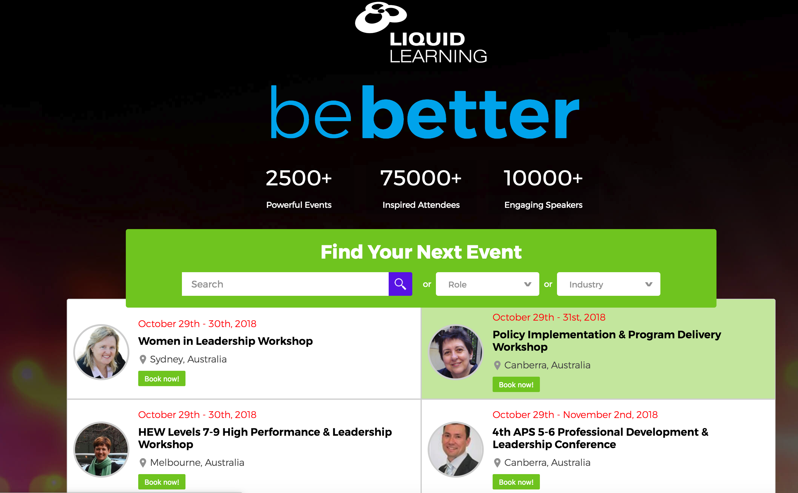 preview image of the liquid learning website
